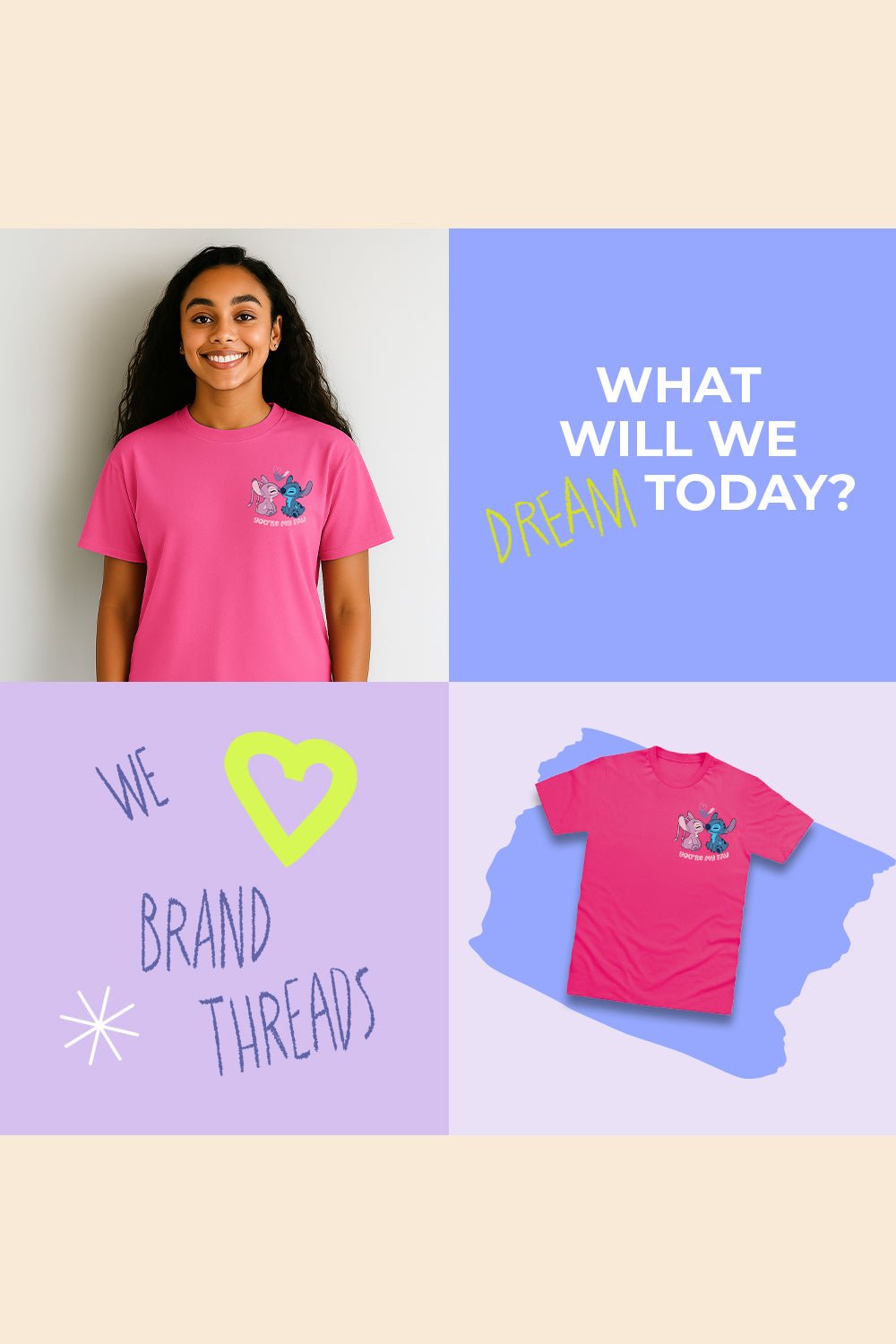 Disney Stitch & Angel Women’s T-Shirt – Pink 100% Cotton Short Sleeve Tee - Brand Threads