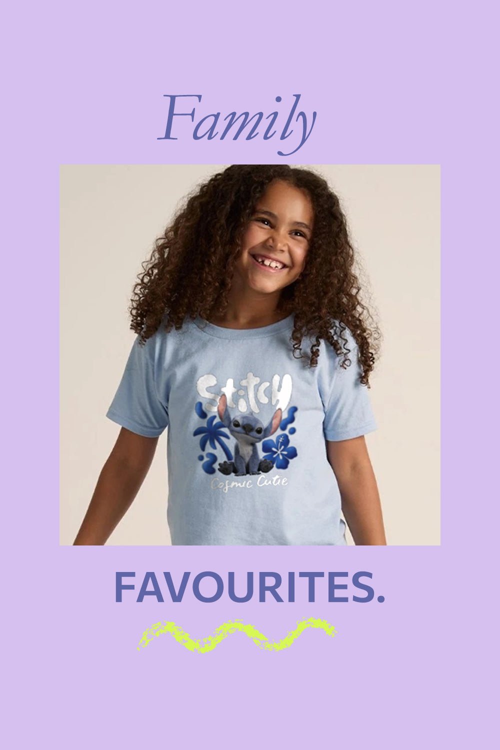 Disney Stitch Girls T-Shirt – Light Blue 100% Cotton Short Sleeve Tee with “Cosmic Cutie” Print - Brand Threads