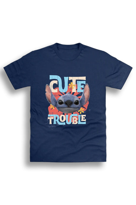 Disney Stitch Girls T-Shirt – Navy 100% Cotton Short Sleeve Tee - Brand Threads