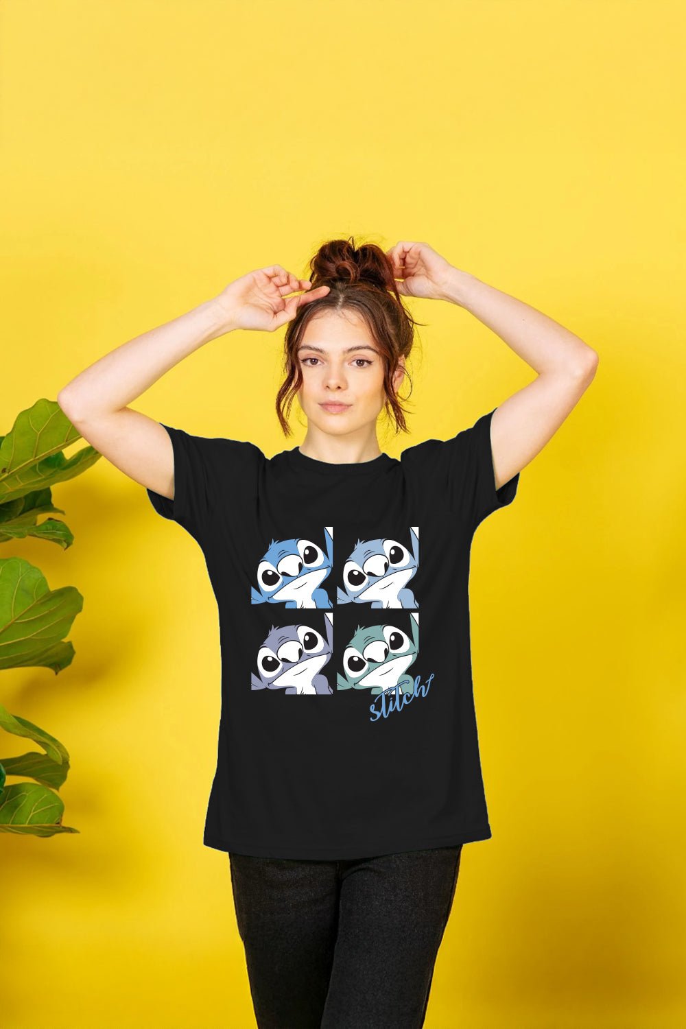 Disney Stitch Ladies’ T-Shirt – Black Cotton Tee - Brand Threads