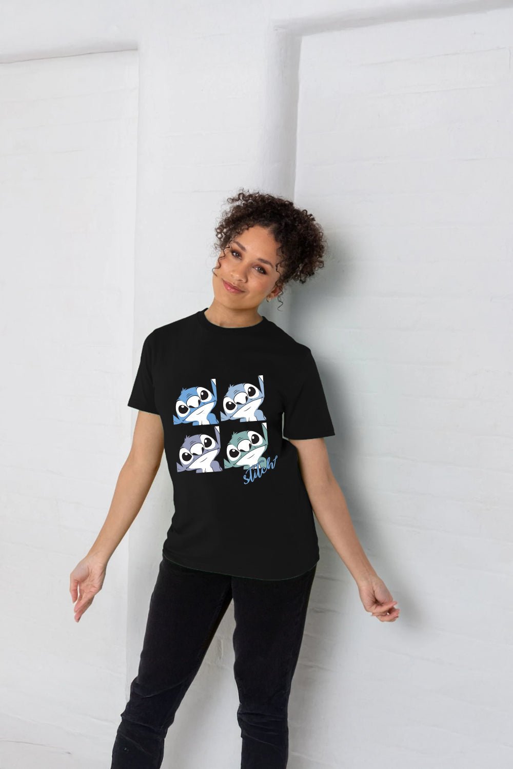Disney Stitch Ladies’ T-Shirt – Black Cotton Tee - Brand Threads