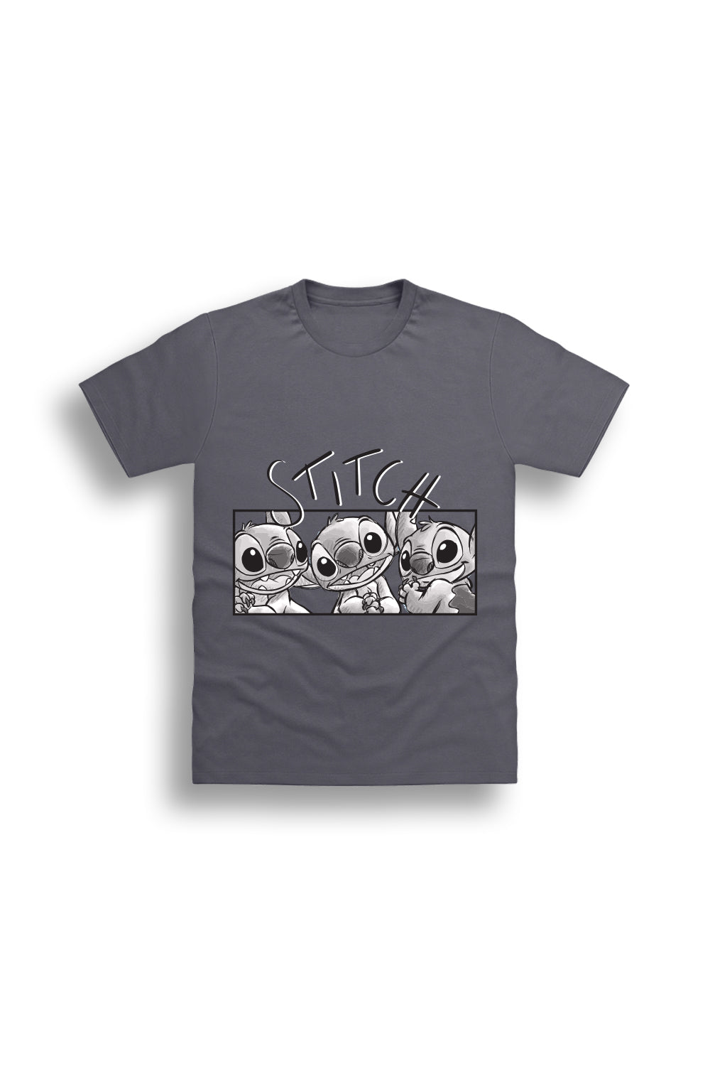 Disney Stitch Women’s T-Shirt – Charcoal Grey 100% Cotton Short Sleeve Tee - Brand Threads