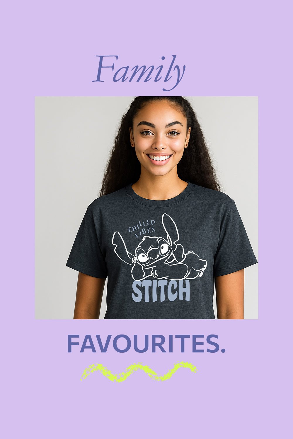 Disney Stitch Women’s T-Shirt – Dark Heather Grey 100% Cotton Short Sleeve Tee - Brand Threads