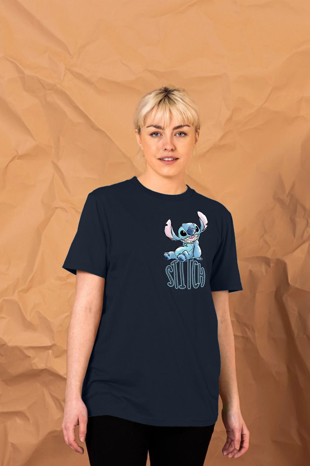 Disney Stitch Women’s T-Shirt – Navy 100% Cotton Short Sleeve Tee - Brand Threads