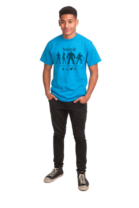 Fantastic Four Adults Blue T-shirt – Marvel comic silhouette tee - Brand Threads
