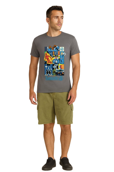Fantastic Four Adults Grey T-shirt – Classic Marvel Tee - Brand Threads