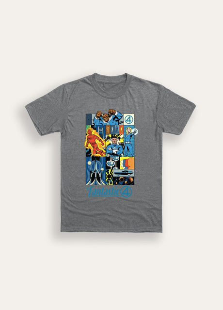 Fantastic Four Adults Grey T-shirt – Classic Marvel Tee - Brand Threads