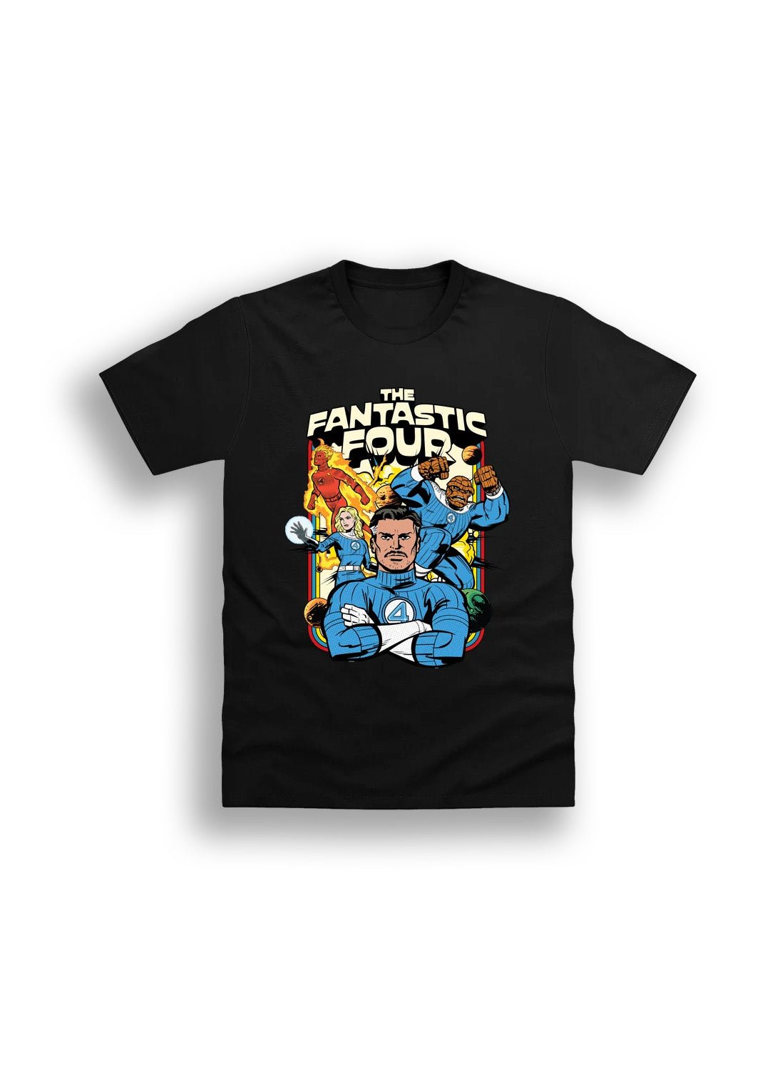 Fantastic Four Adults T-Shirt – Black Cotton Marvel Tee - Brand Threads