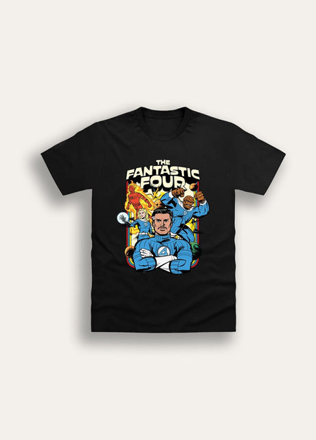 Fantastic Four Adults T-Shirt – Black Cotton Marvel Tee - Brand Threads