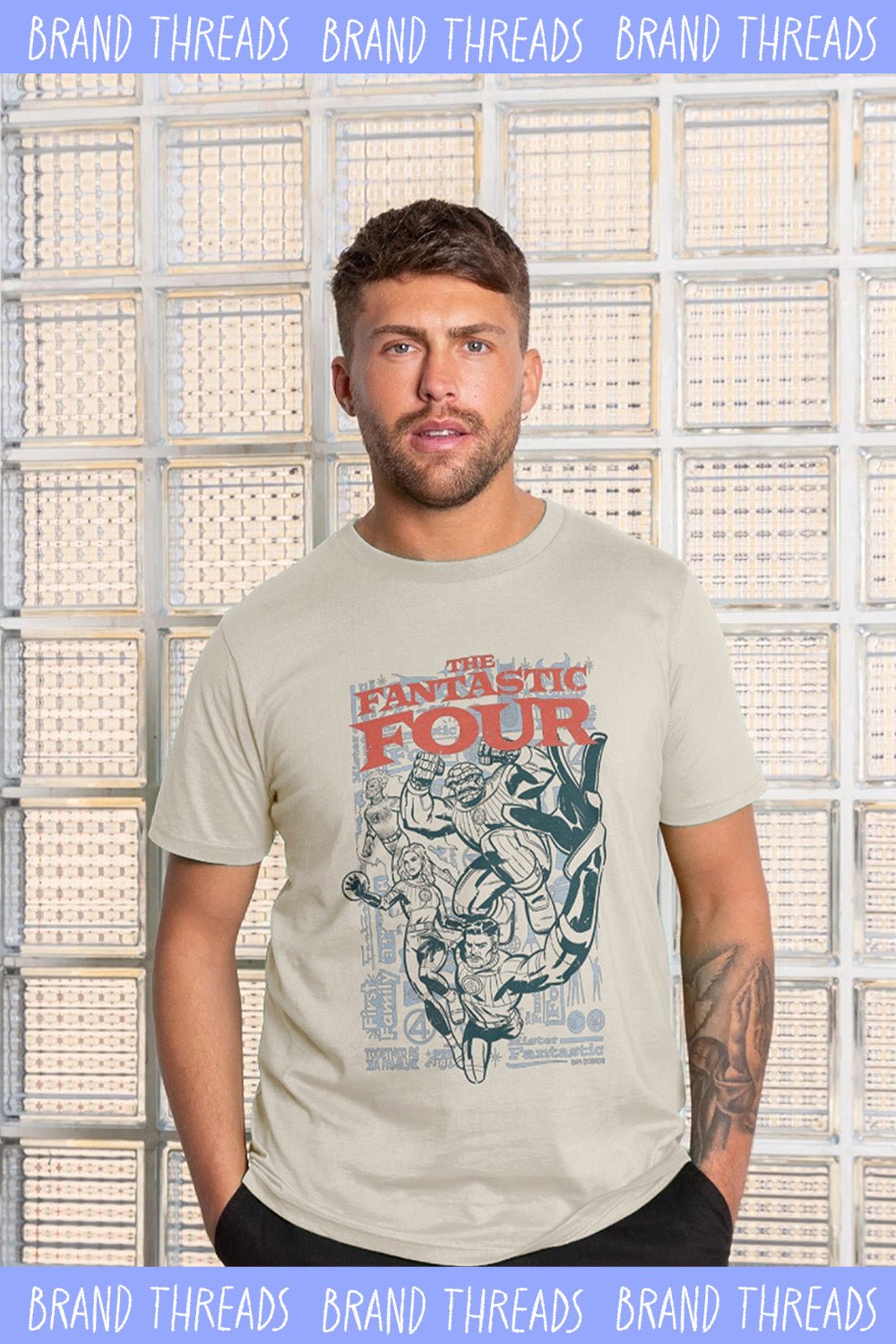Fantastic Four Adults T-Shirt – Natural Cotton Marvel Tee - Brand Threads