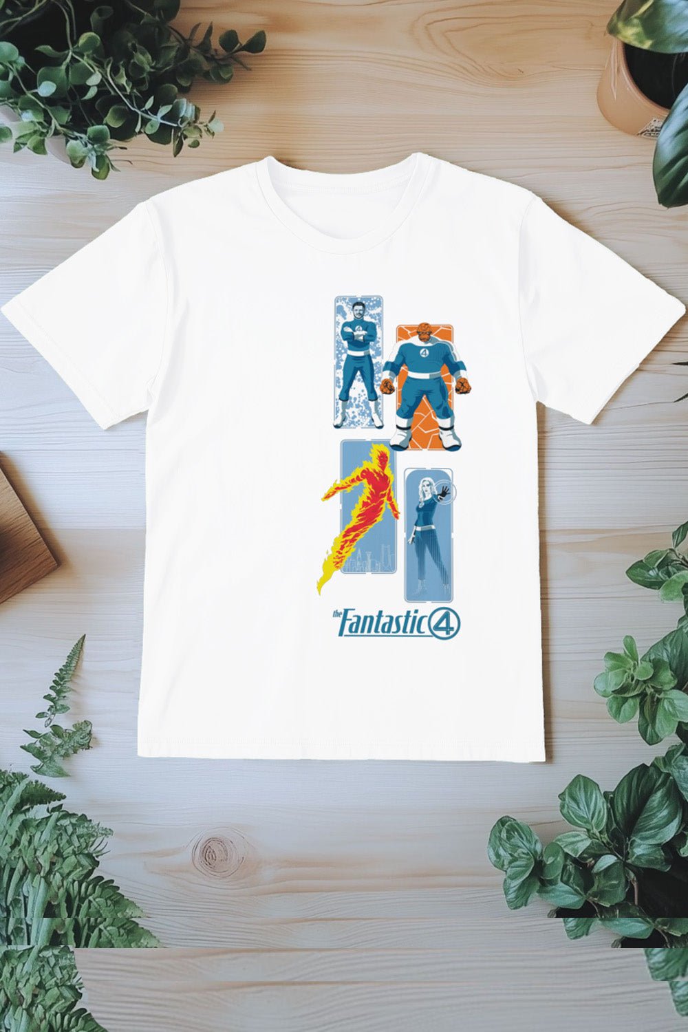 Fantastic Four Adults T-Shirt – White Cotton Marvel Tee - Brand Threads