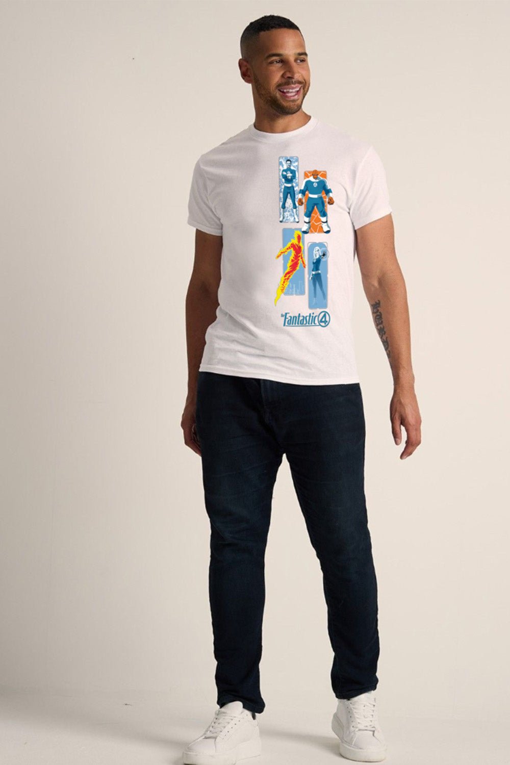 Fantastic Four Adults T-Shirt – White Cotton Marvel Tee - Brand Threads