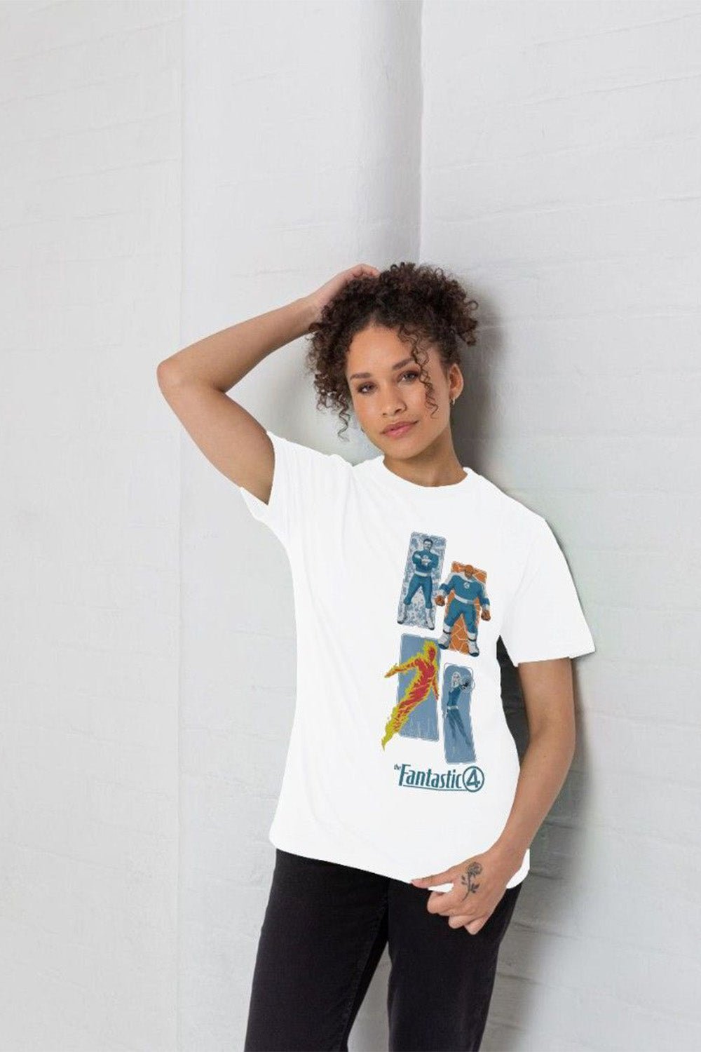 Fantastic Four Adults T-Shirt – White Cotton Marvel Tee - Brand Threads