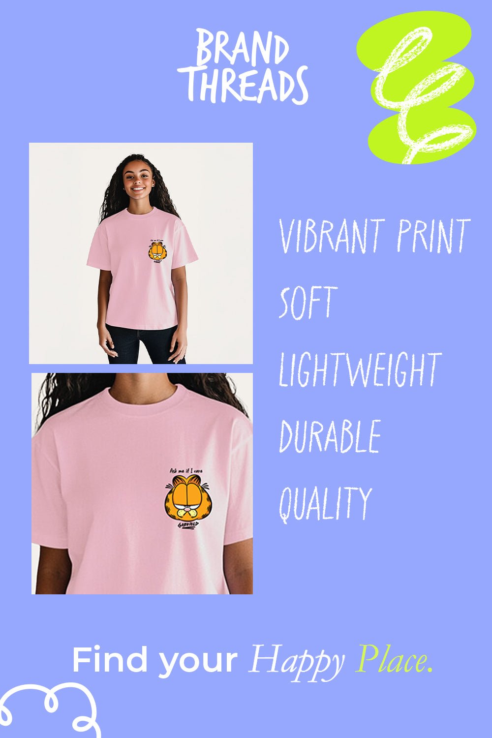 Garfield ladies T-shirt – short sleeve, casual graphic tee - Brand Threads