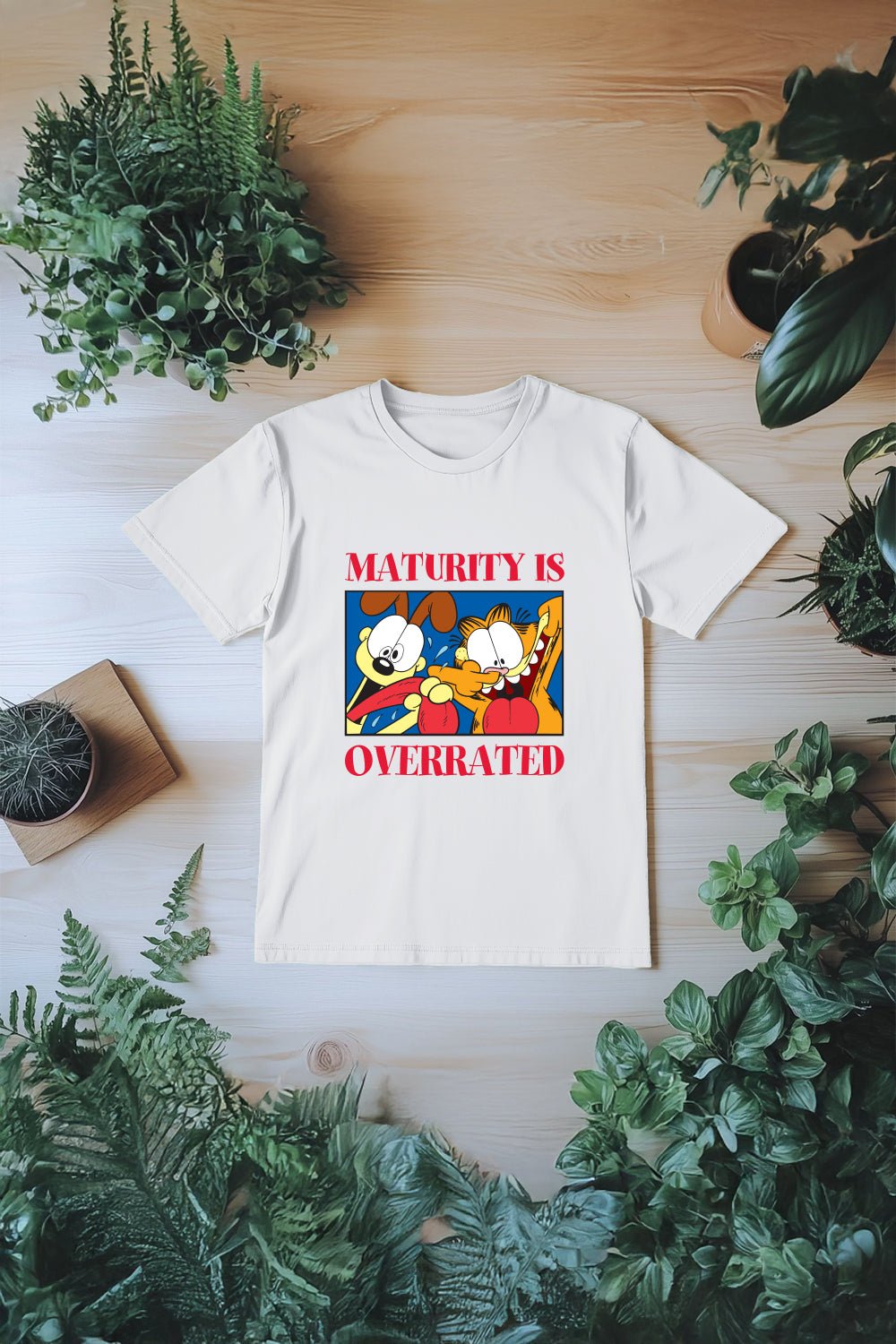 Garfield Ladies T-Shirt White Oversized Graphic Tee - Brand Threads