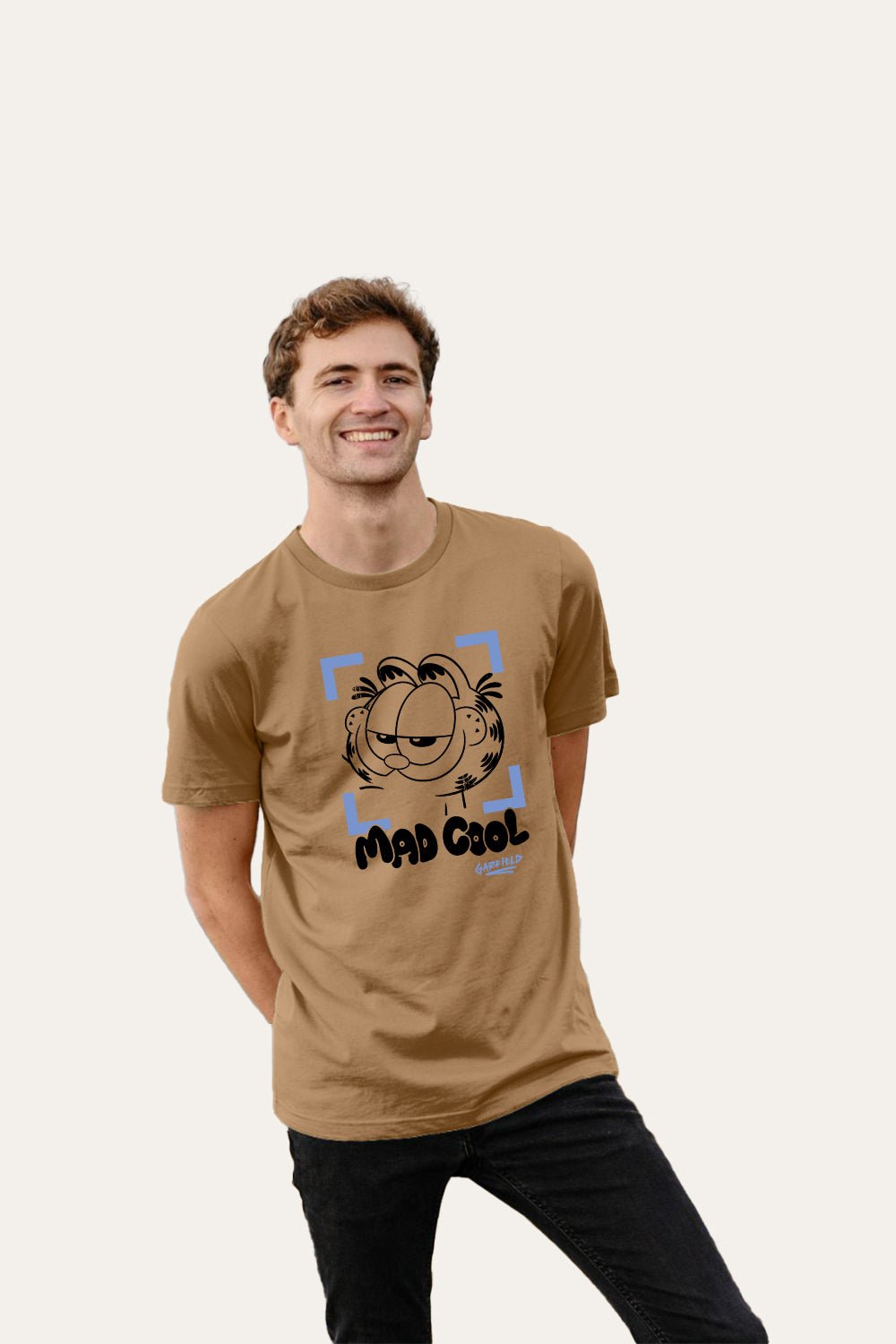 Garfield men’s T-shirt – Beige “Mad Cool” graphic tee - Brand Threads
