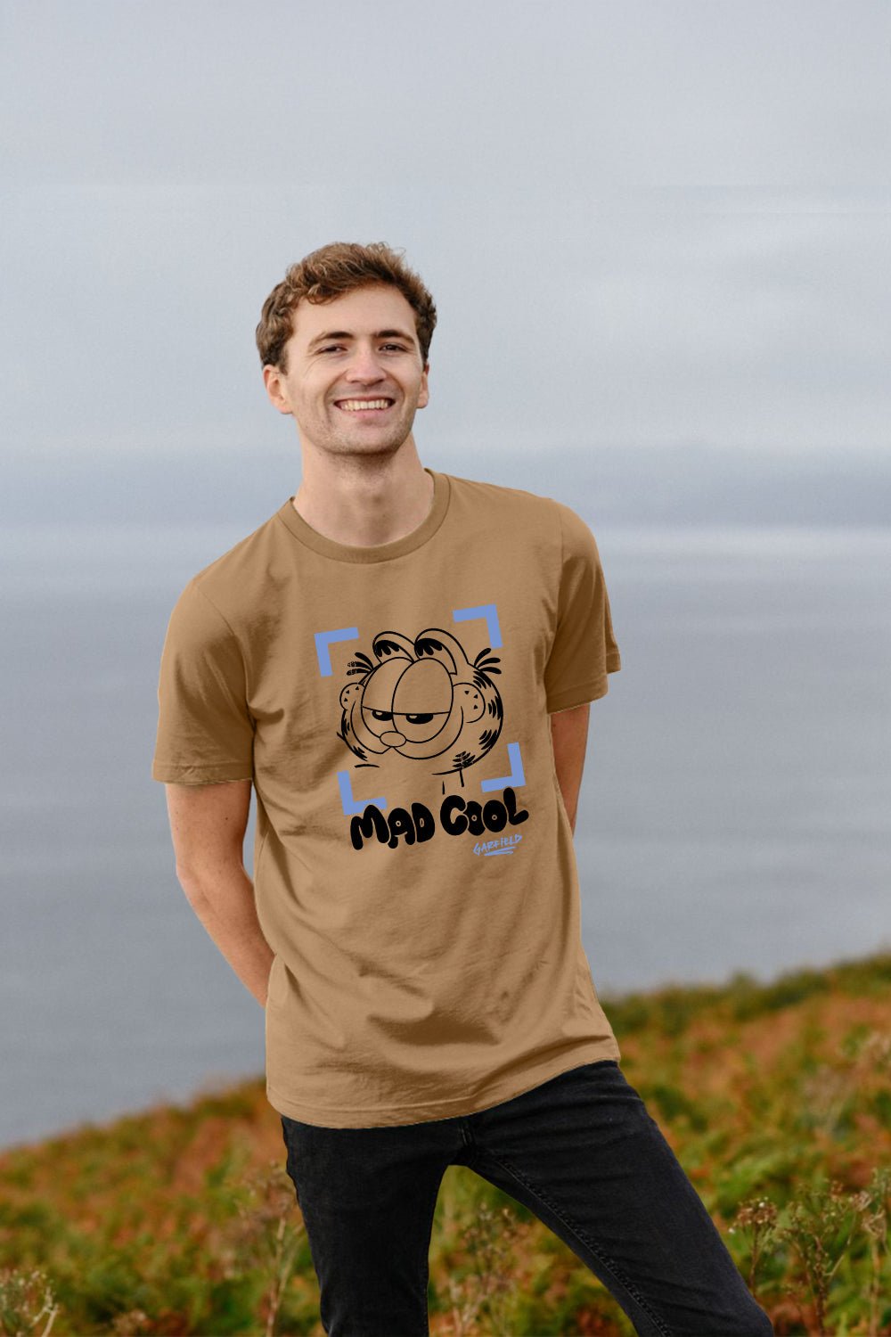 Garfield men’s T-shirt – Beige “Mad Cool” graphic tee - Brand Threads
