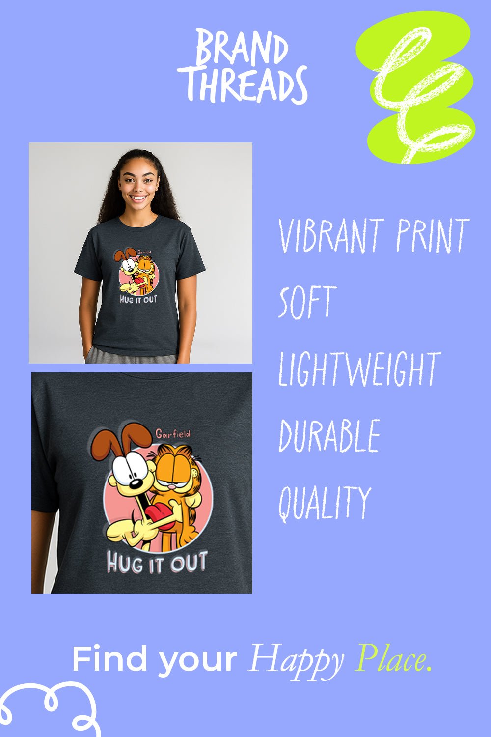 Garfield & Odie Hug It Out ladies t shirt - Brand Threads