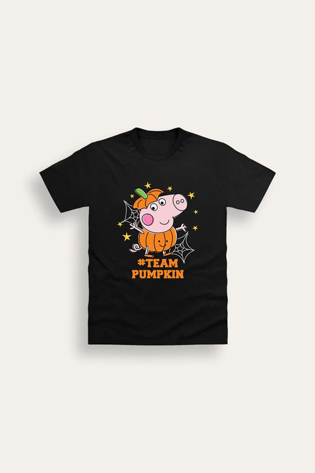 George Pig Team Pumpkin Black T-Shirt - Brand Threads