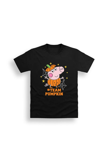 George Pig Team Pumpkin Black T-Shirt - Brand Threads