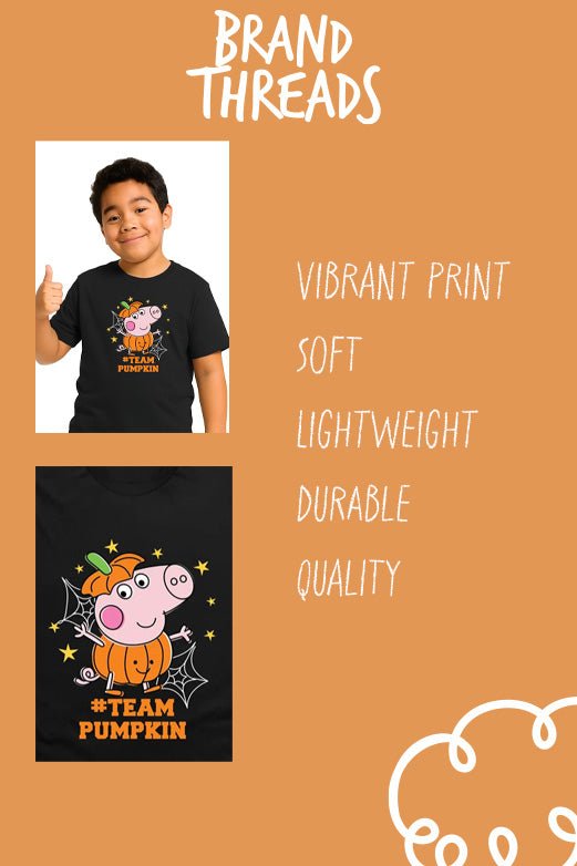 George Pig Team Pumpkin Black T-Shirt - Brand Threads