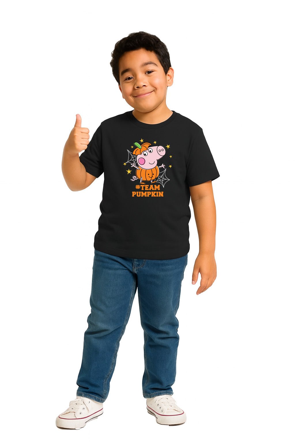 George Pig Team Pumpkin Black T-Shirt - Brand Threads
