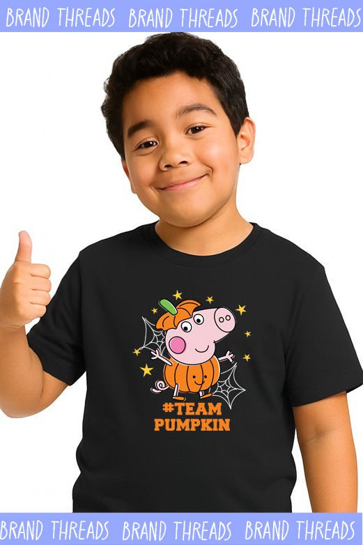 George Pig Team Pumpkin Black T-Shirt - Brand Threads