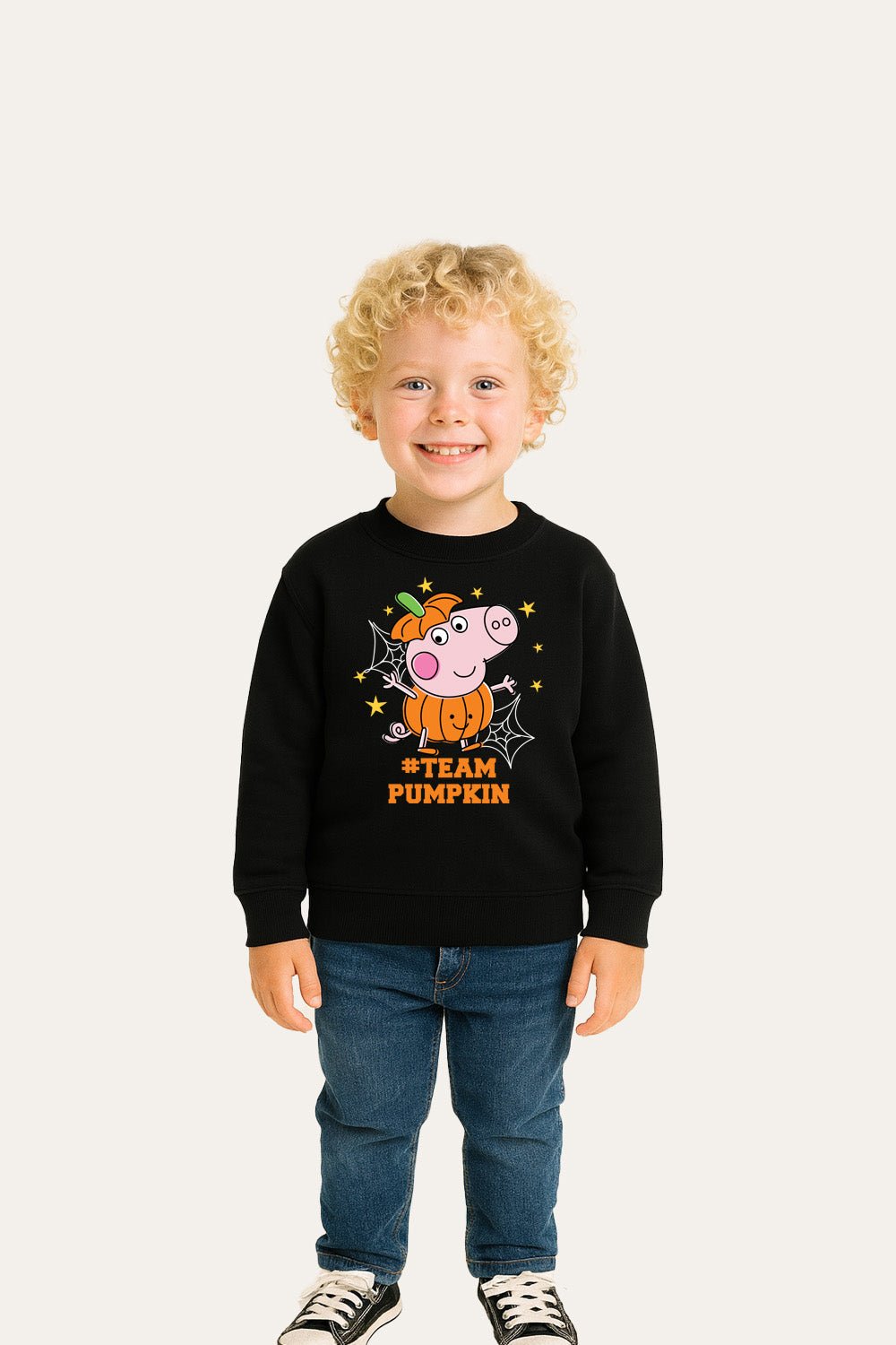 George Pig Team Pumpkin Boys Black Sweatshirt - Brand Threads