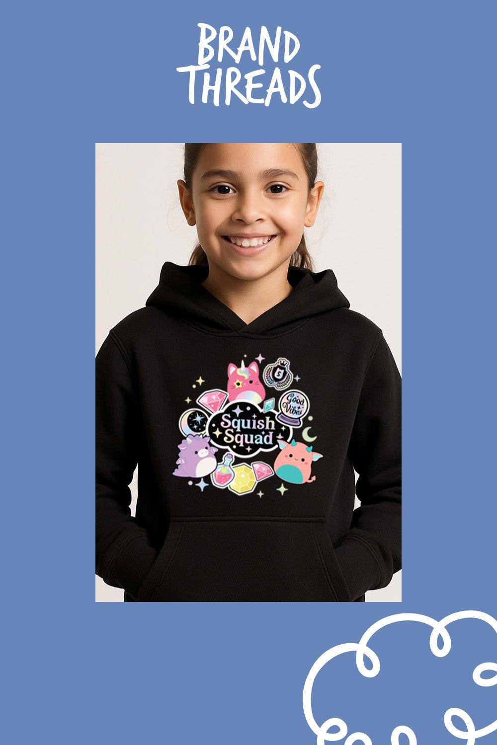 Girls Black Squishmallows Hoodie - Brand Threads