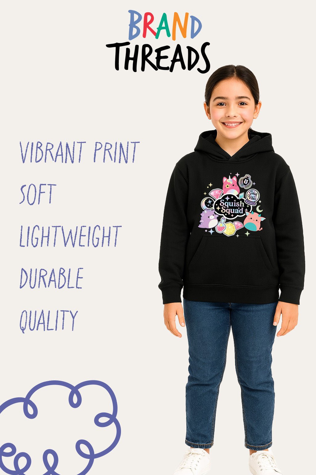 Girls Black Squishmallows Hoodie - Brand Threads