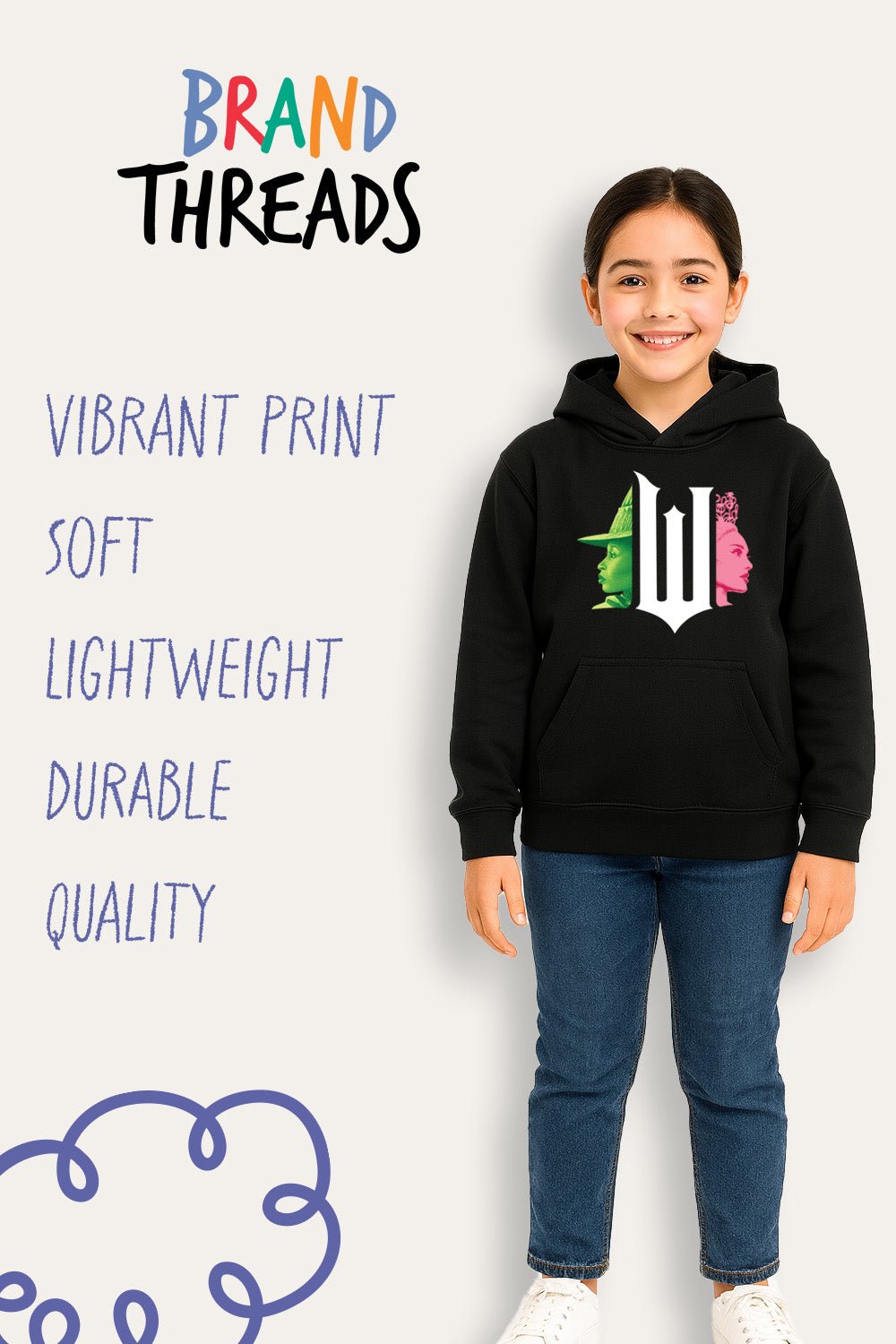 Girls Black Wicked Hoodie - Brand Threads