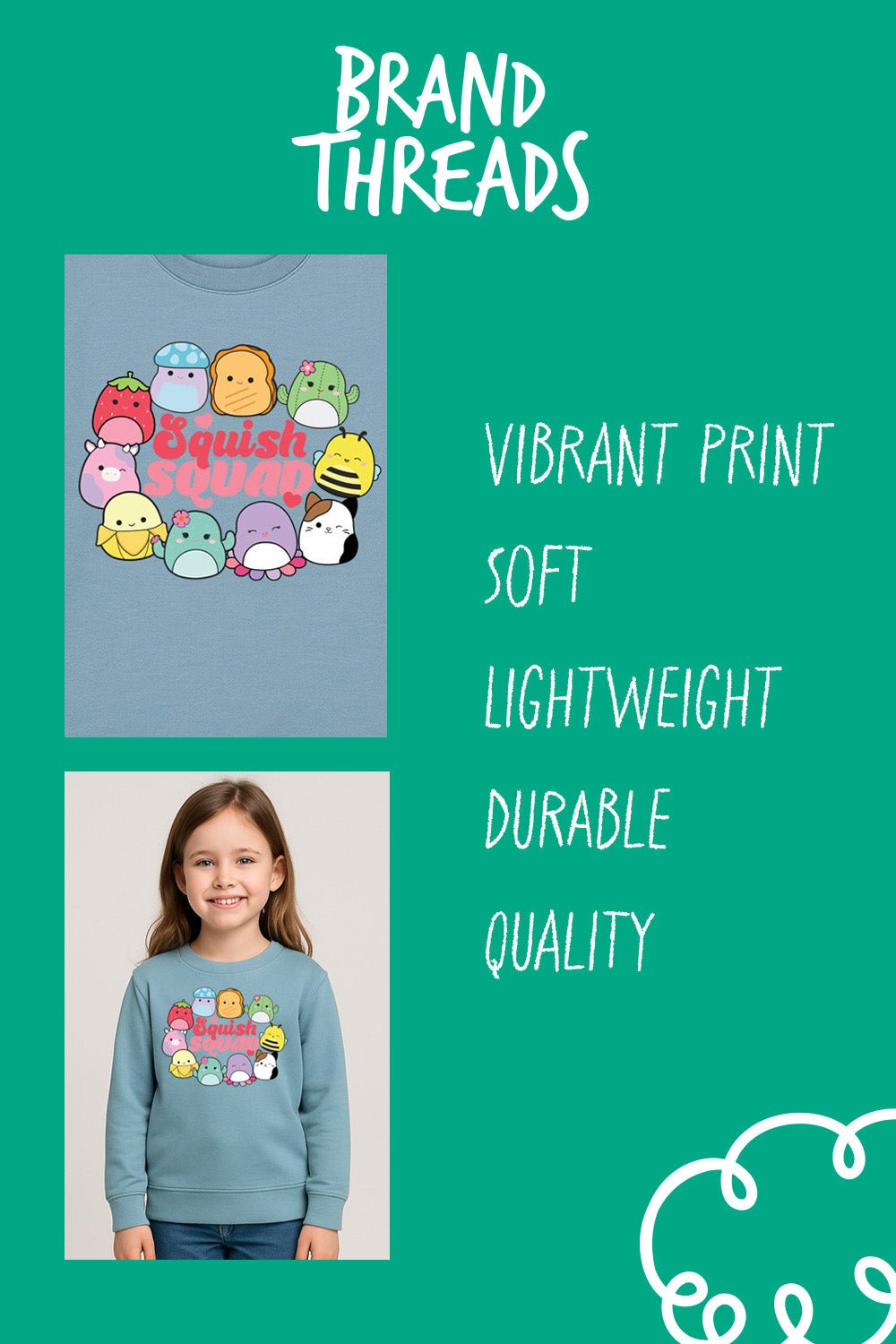 Girls Blue Squishmallows Sweatshirt - Brand Threads