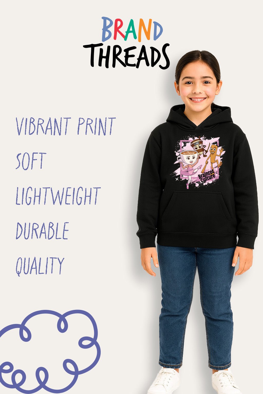 Girls Brainrot Black Hoodie - Brand Threads