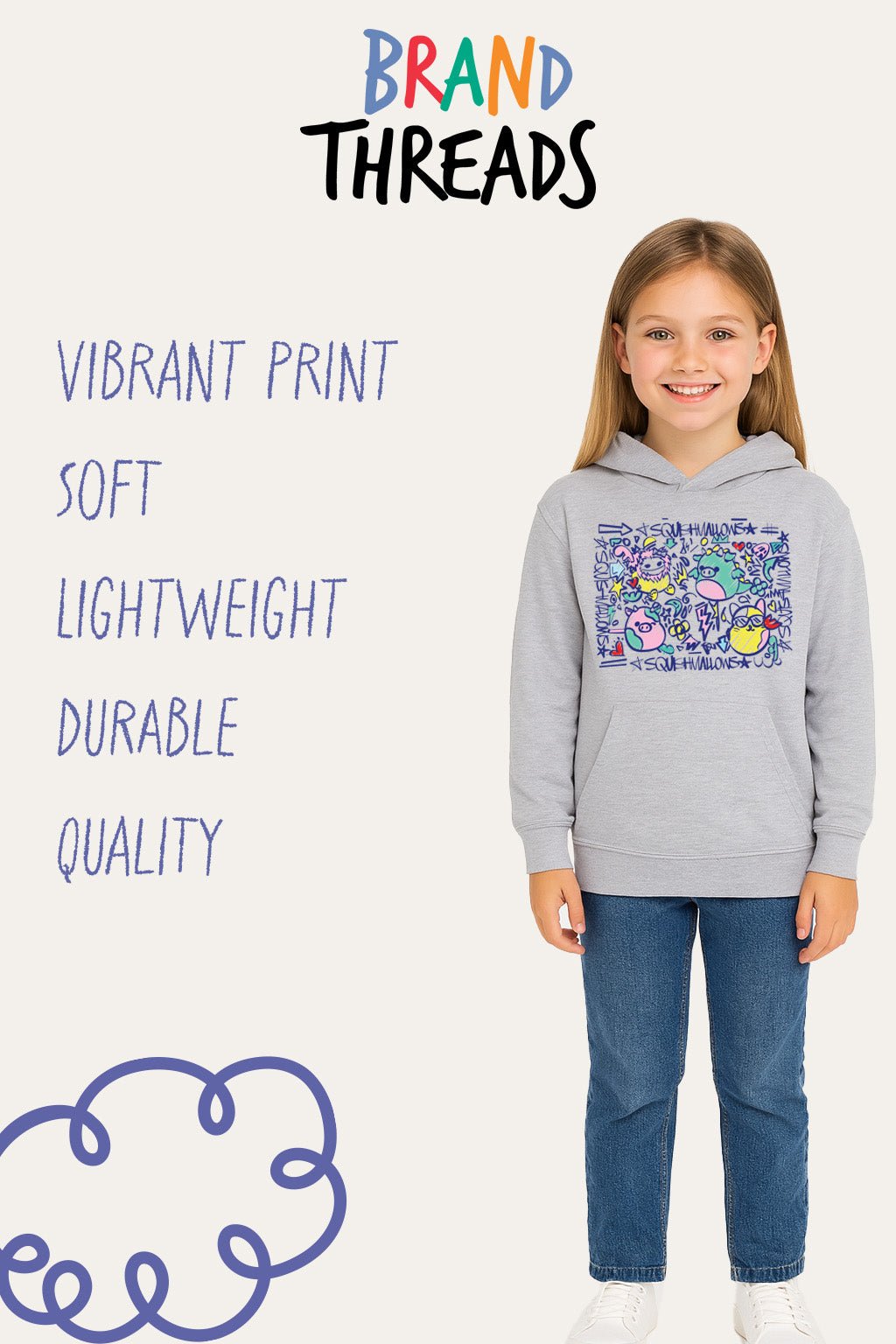 Girls Grey Squishmallows Hoodie - Brand Threads