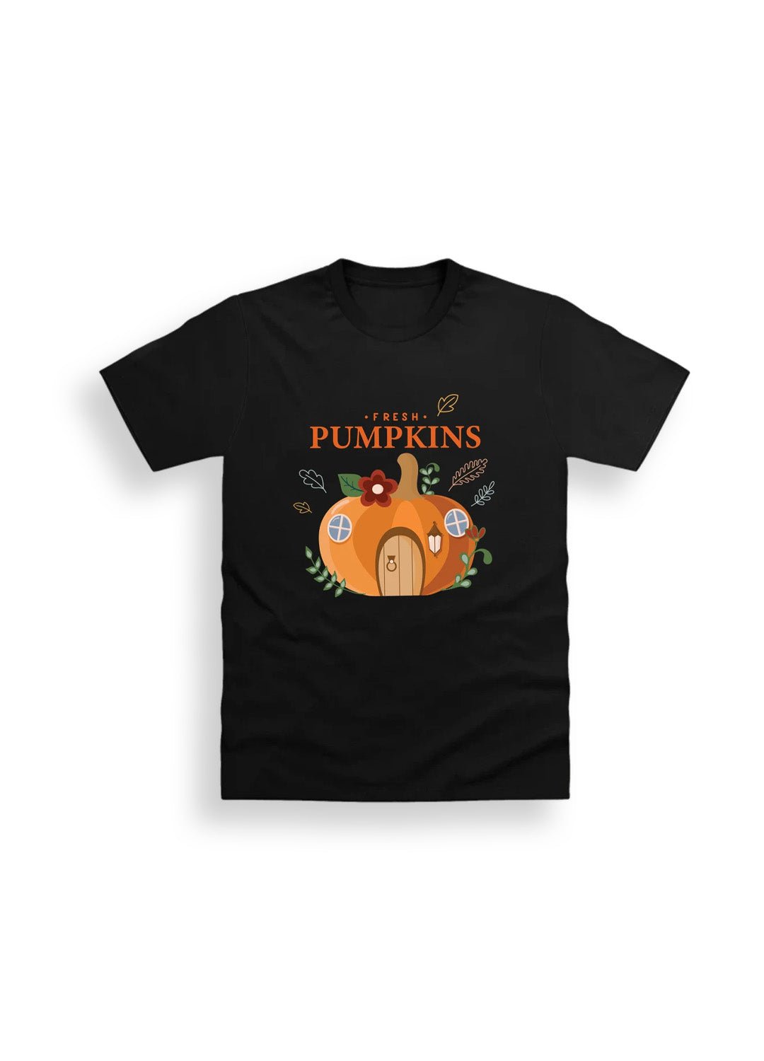 Girls Halloween T-Shirt – Fresh Pumpkins Black Tee - Brand Threads