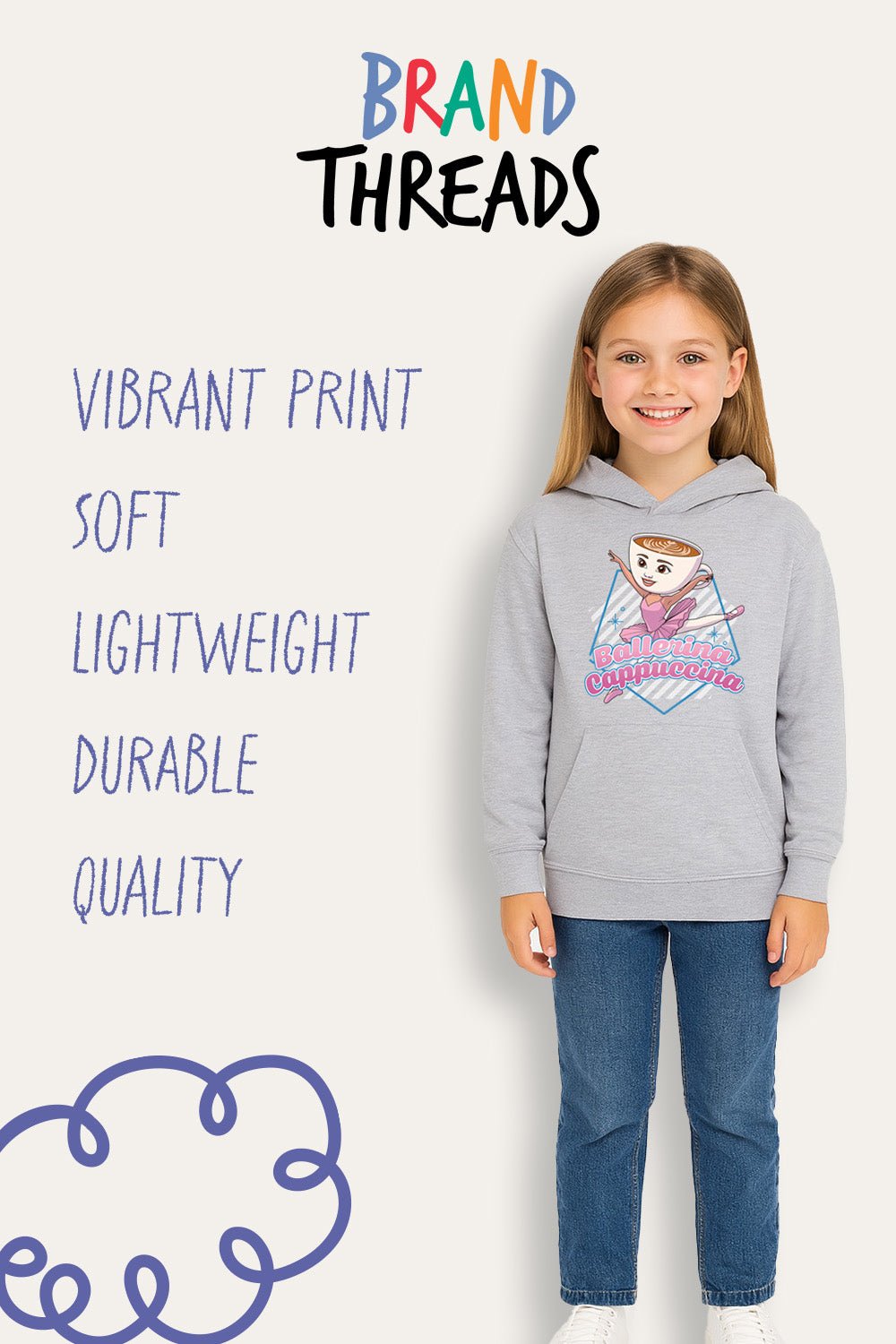 Girls Italian Brainrot “Ballerina Cappucina” Hoodie - Brand Threads