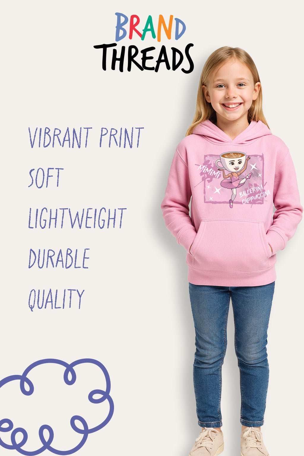 Girls Italian Brainrot “Ballerina Cappucina” Hoodie - Brand Threads