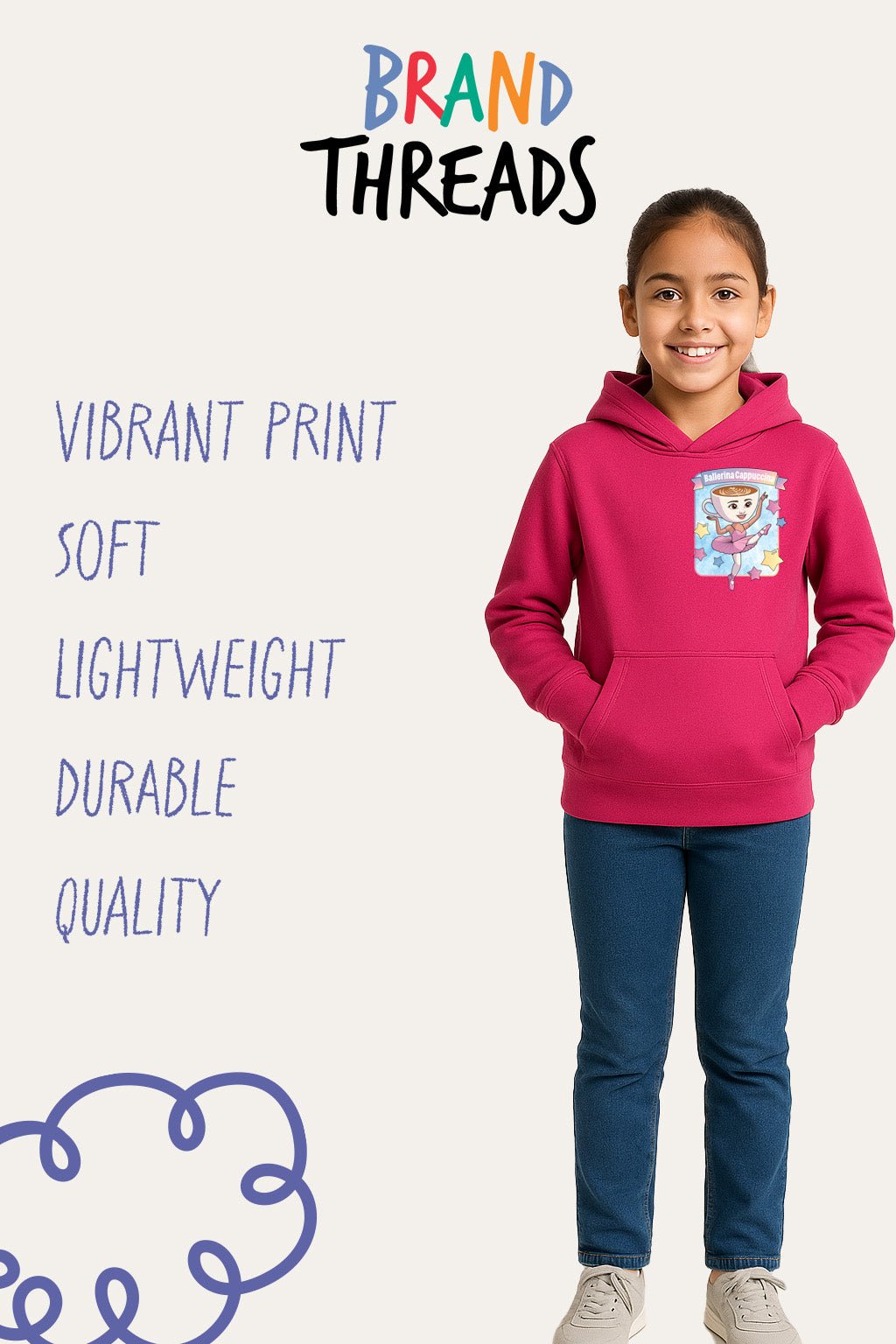 Girls Italian Brainrot “Ballerina Cappucina” Hoodie - Brand Threads