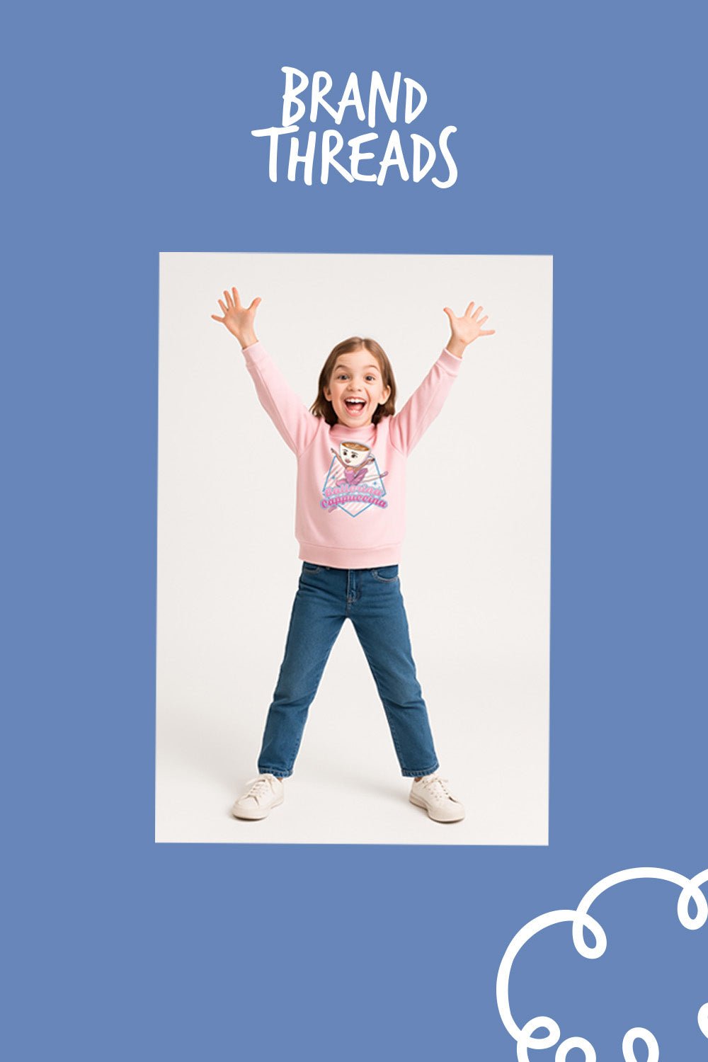 Girls Italian Brainrot 'Ballerina Cappucina' Pink Sweatshirt - Brand Threads