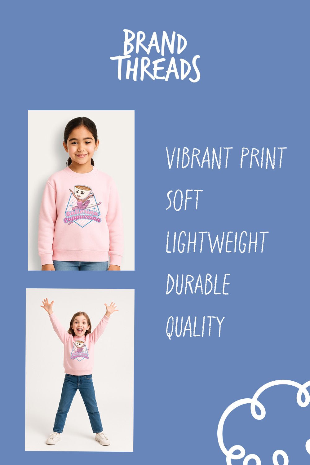 Girls Italian Brainrot 'Ballerina Cappucina' Pink Sweatshirt - Brand Threads