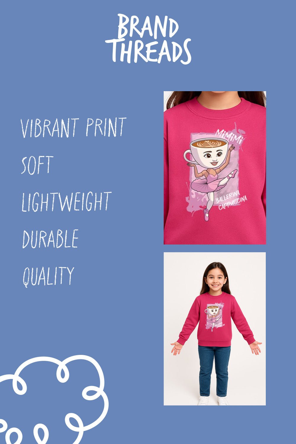 Girls Italian Brainrot “Ballerina Cappucina” Sweatshirt - Brand Threads