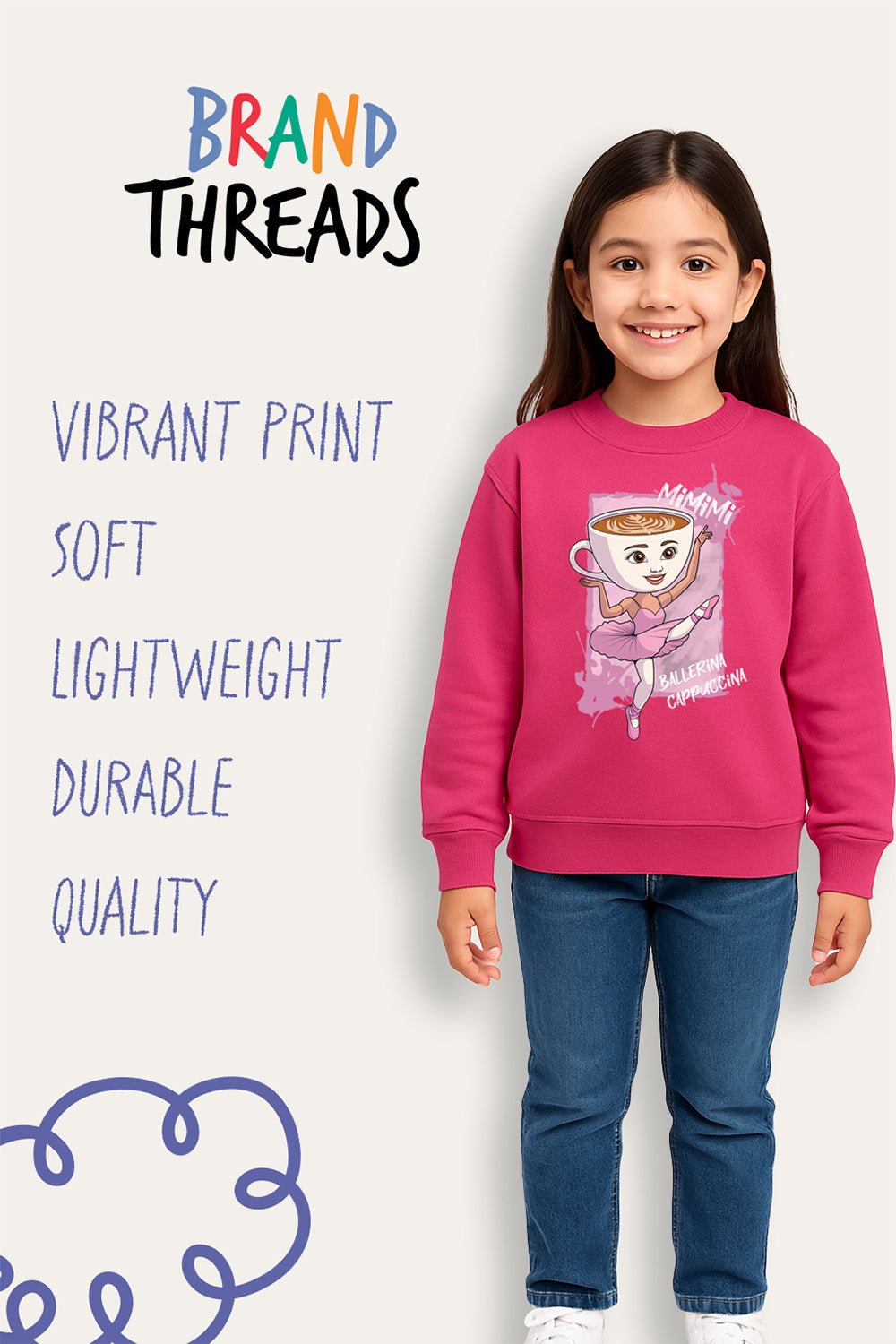 Girls Italian Brainrot “Ballerina Cappucina” Sweatshirt - Brand Threads