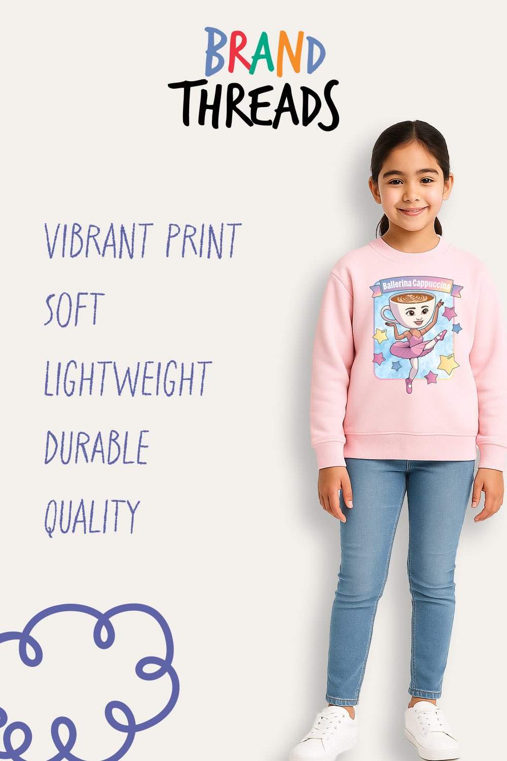 Girls Italian Brainrot 'Ballerina Cappucina' Sweatshirt - Brand Threads