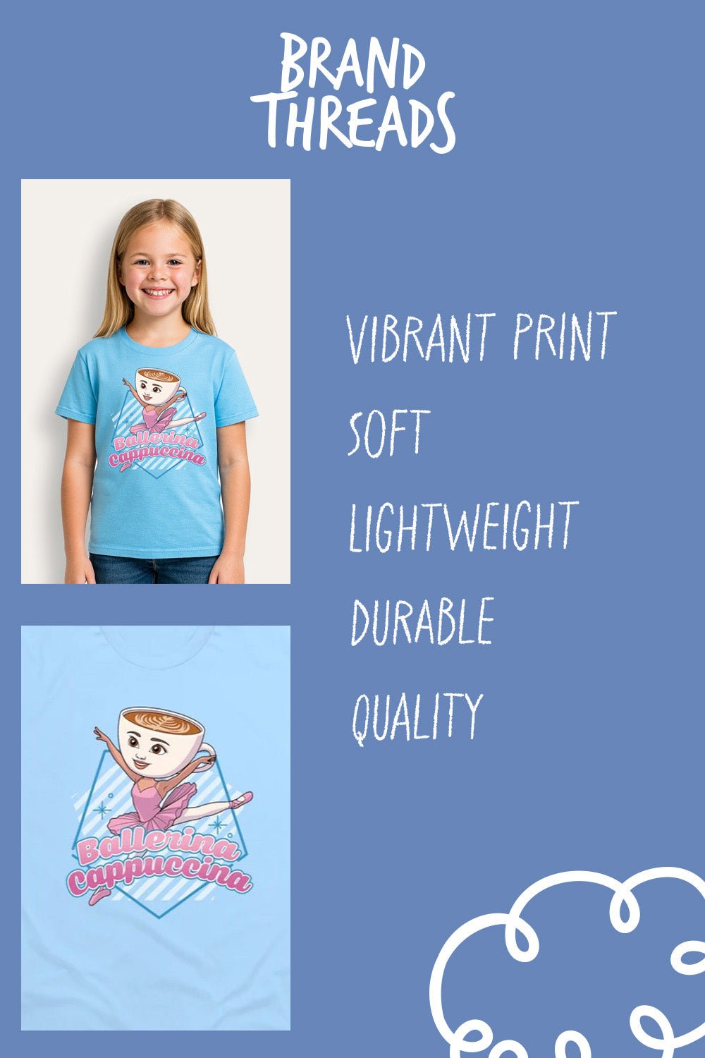 Girls Italian Brainrot Blue T-Shirt - Brand Threads