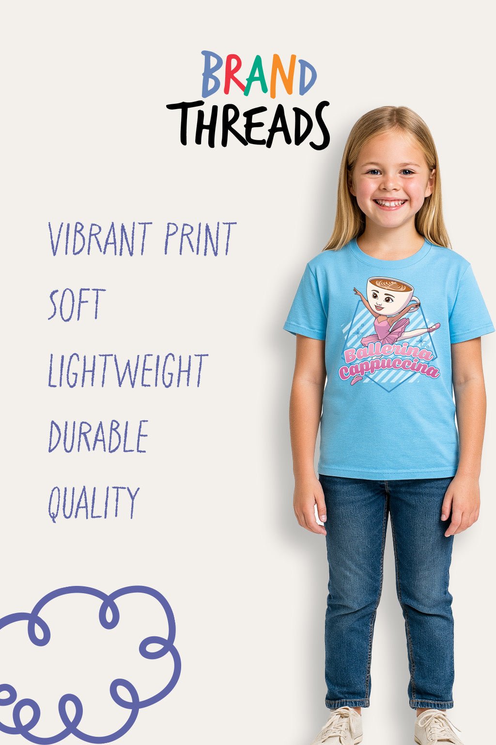 Girls Italian Brainrot Blue T-Shirt - Brand Threads
