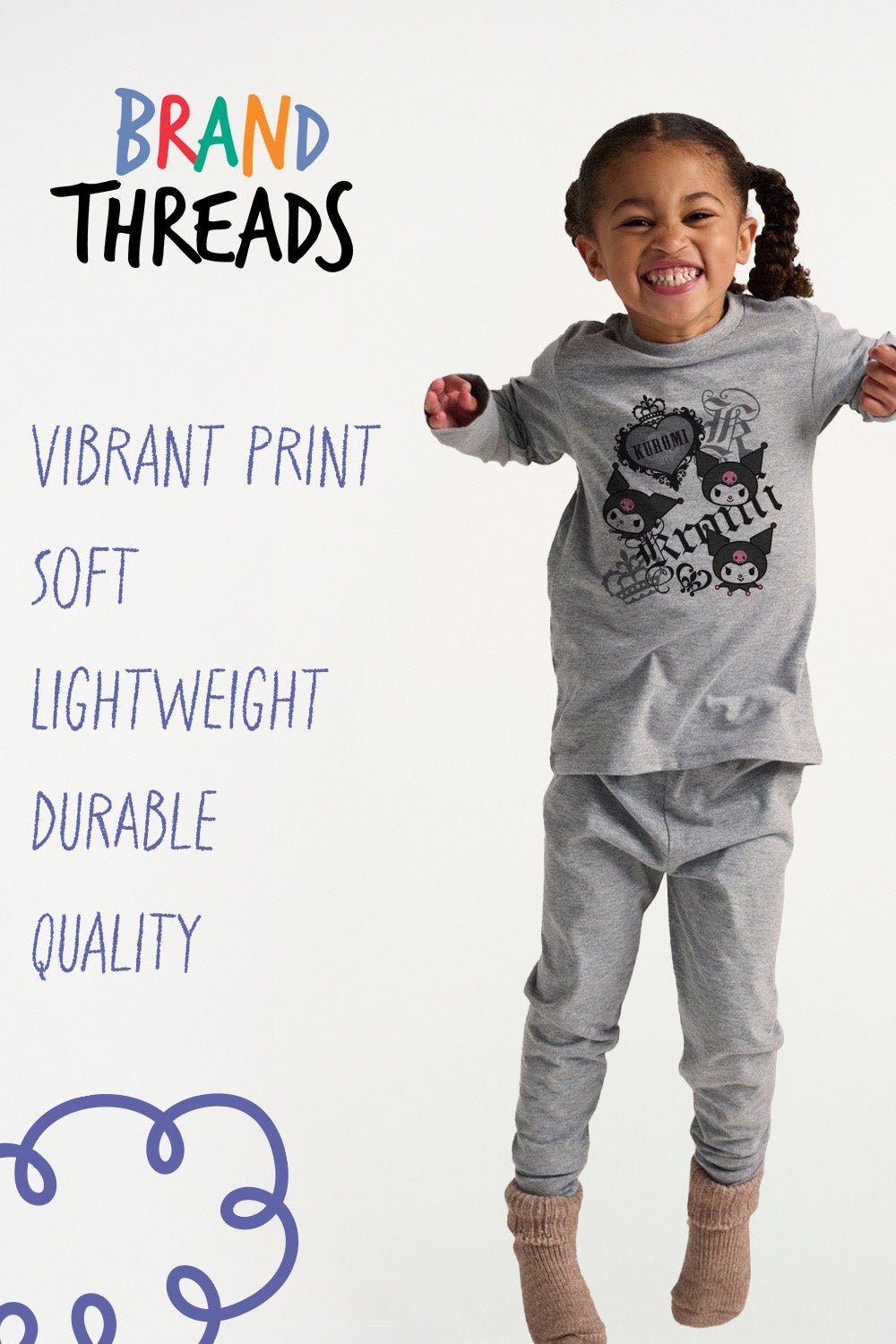 Girls Kuromi Grey Pyjama Set - Brand Threads