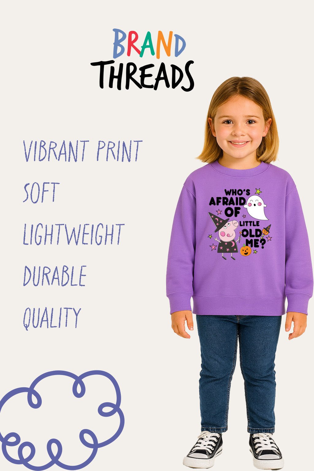 Girls Peppa Pig Halloween Lavender Sweatshirt - Brand Threads