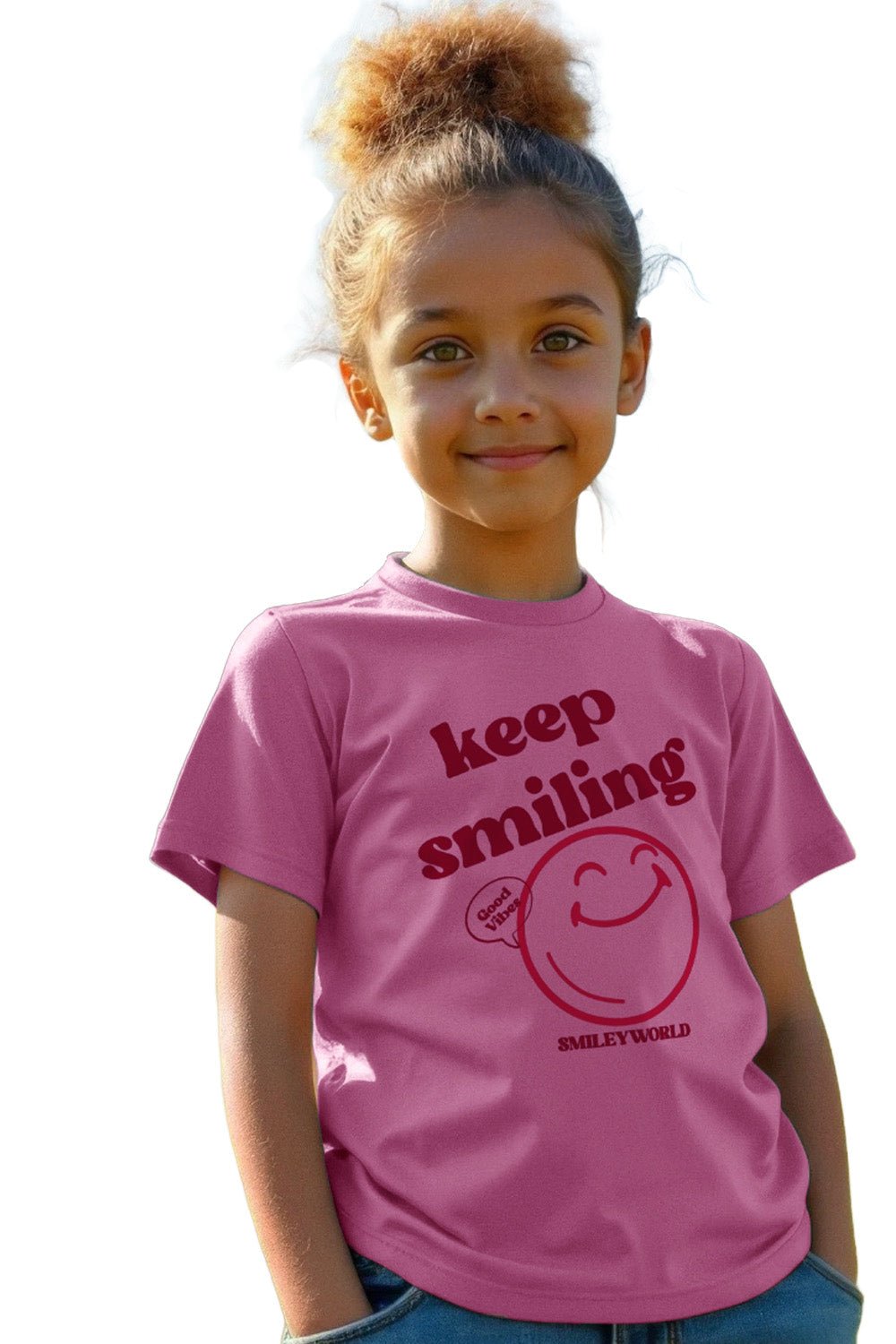 Girls Pink Smiley T Shirt - Brand Threads