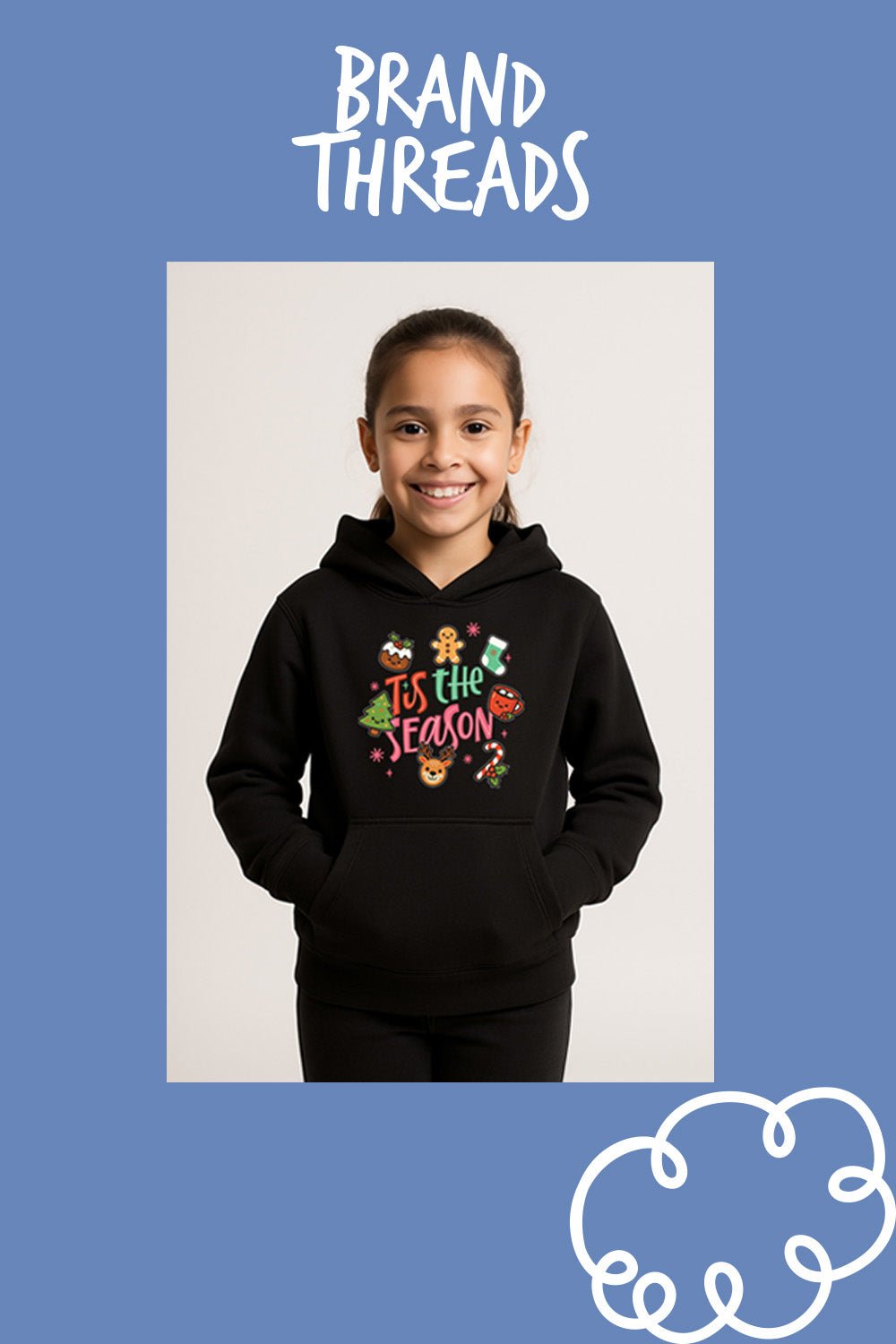 Girls “’Tis The Season” Christmas Hoodie - Brand Threads