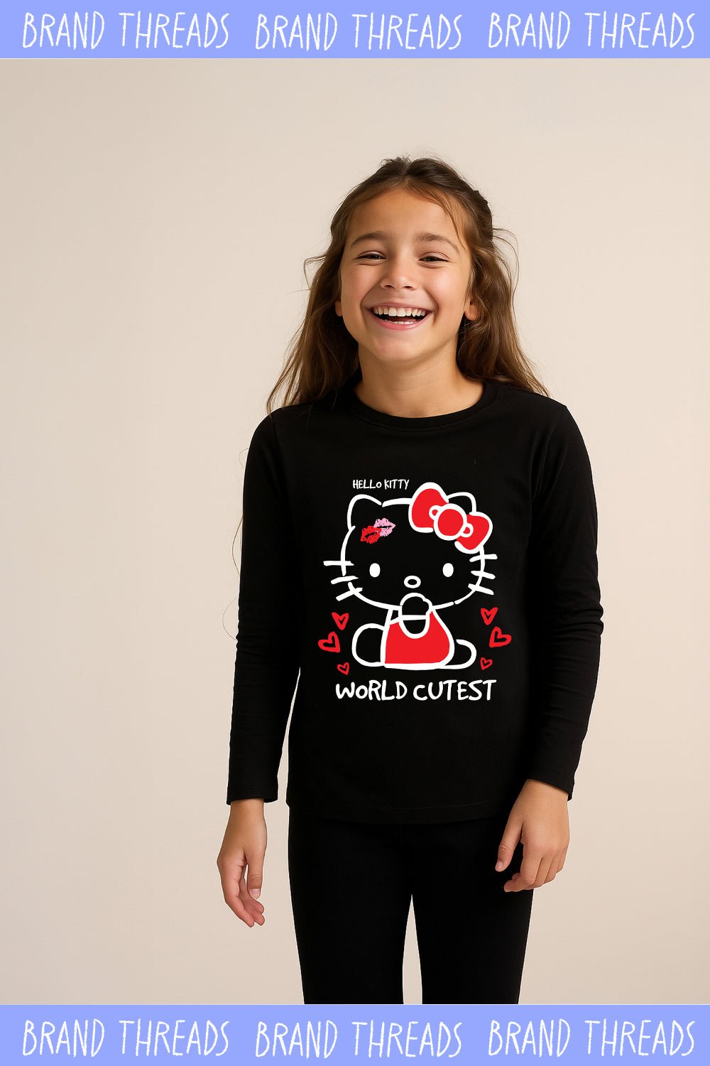 Hello Kitty girls pjs – two - piece set with character print top & bottoms - Brand Threads